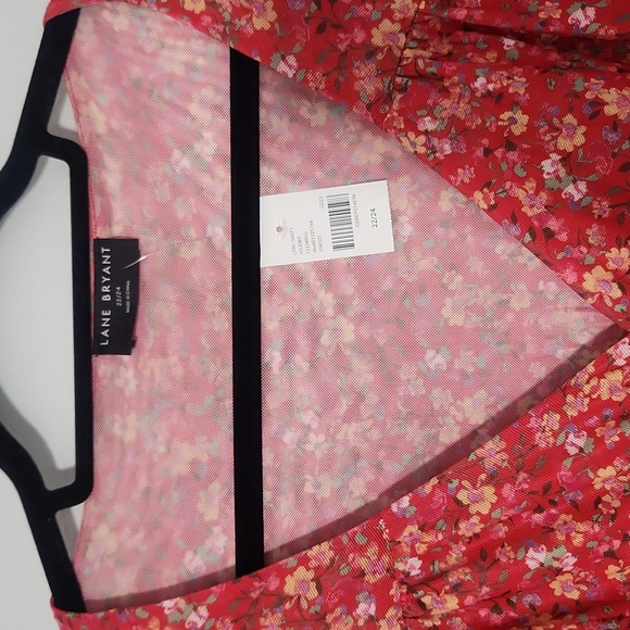 NWT Lane Bryant Floral V-Neck Blouse, Size 22/24, Peasant Style, Soft, Lined - Picture 2 of 6